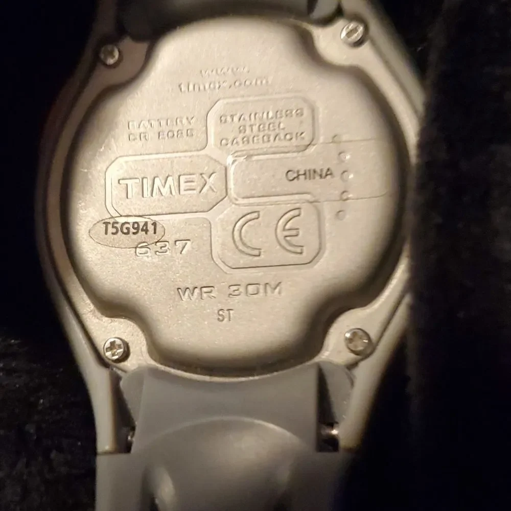 Timex Heart Rate Monitor Watch T5G941 Sport Silver Bezel Grey Band Men Women 30m